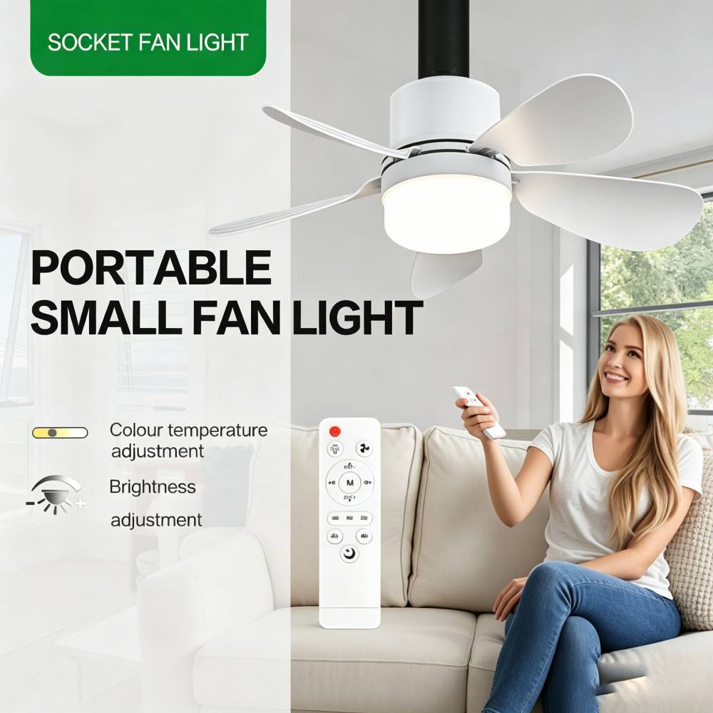 Commercial Kitchen Lights - Socket Fan Light with Remote, Small