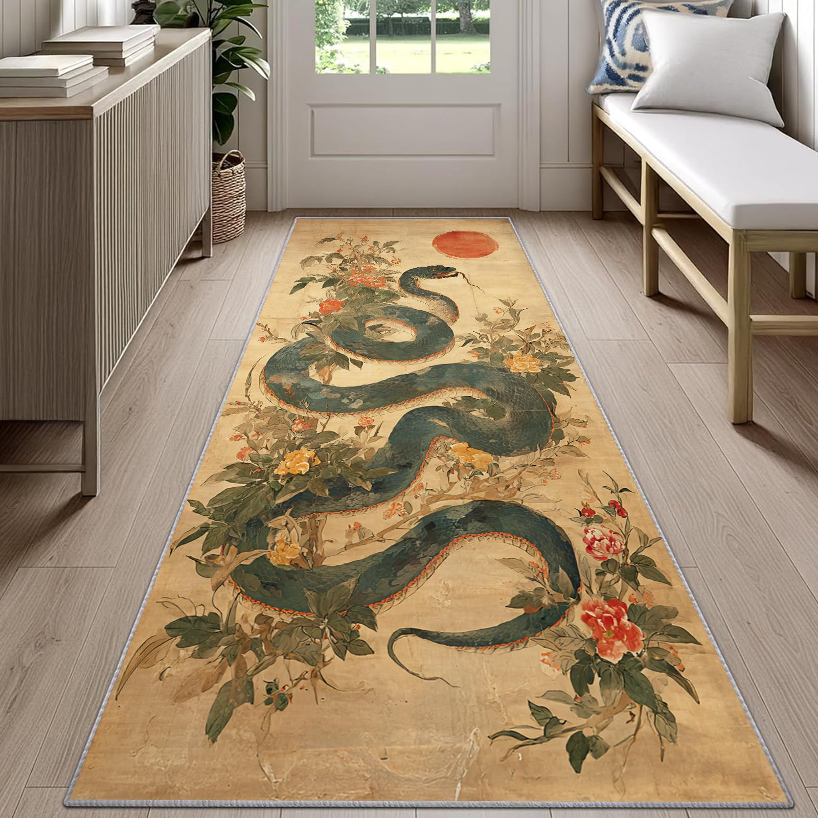 Snake Print Runner Rug Black B - Commercial Kitchen Background recension och pris