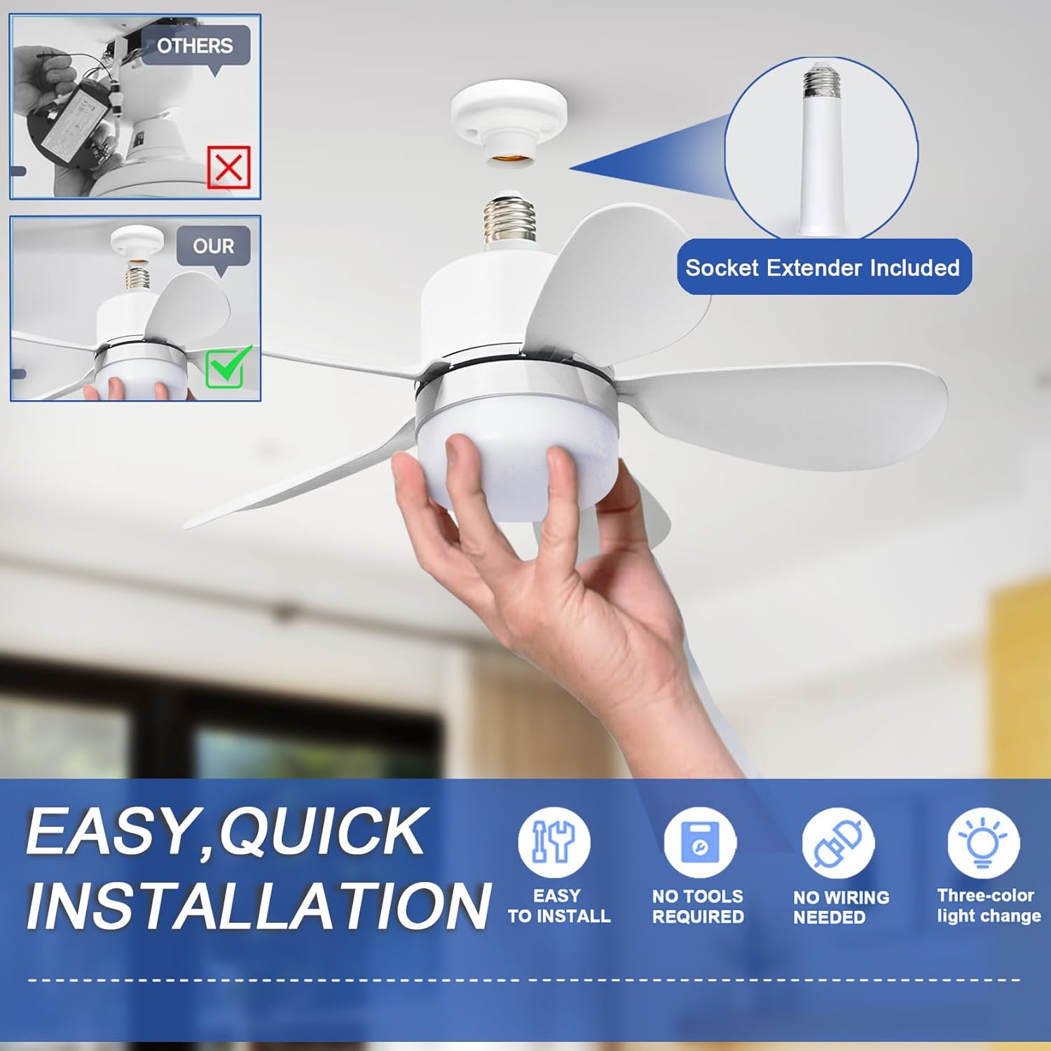 Socket Fan Light with Remote,  - Commercial Kitchen Lights recension och pris