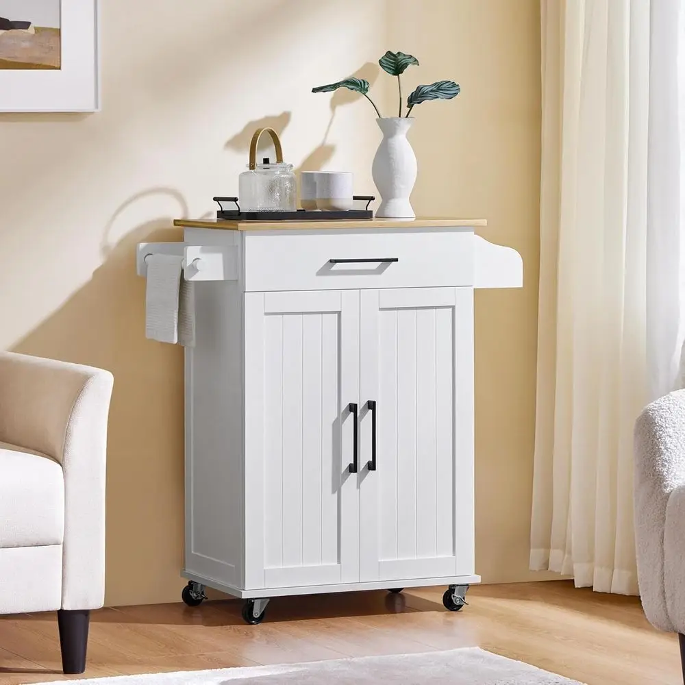 White Rolling Kitchen Cart wit - Commercial Kitchen Island recension och pris