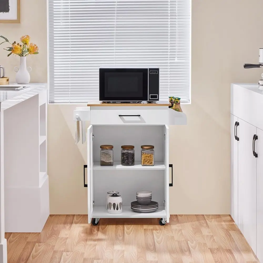 White Rolling Kitchen Cart wit - Commercial Kitchen Island recension och pris