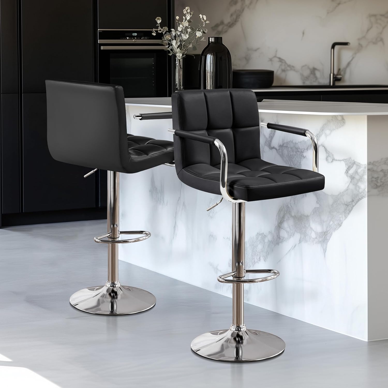 Bar Stools Set Of 2, PU Leathe - Commercial Kitchen Island recension och pris
