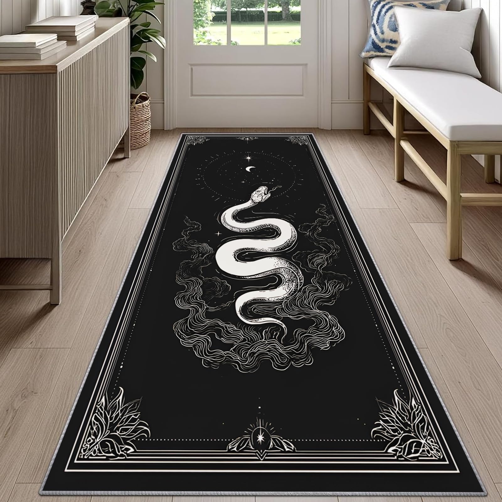 Gothic Snake Runner Rug Black  - Commercial Kitchen Background recension och pris