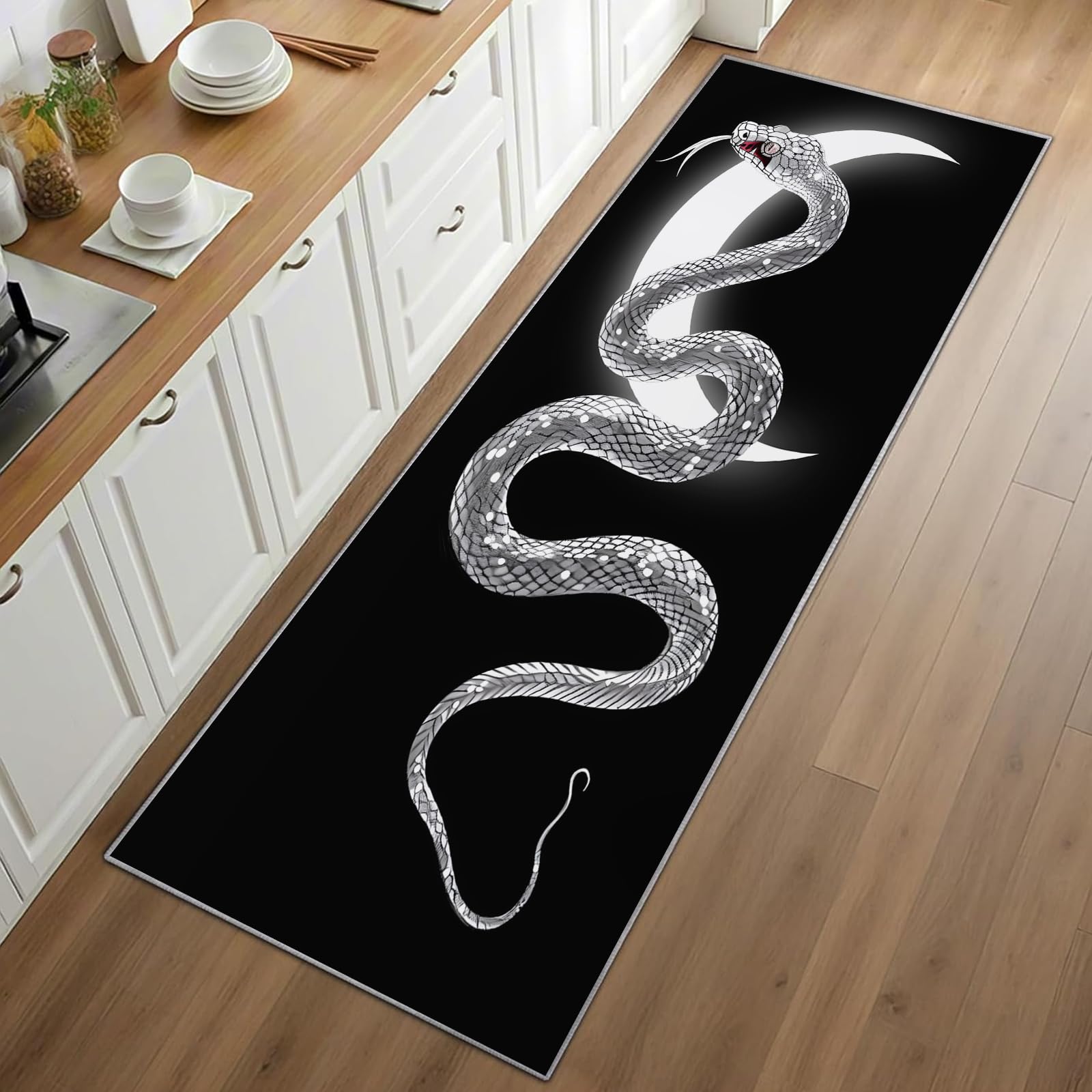 Gothic Snake Runner Rug Black  - Commercial Kitchen Background recension och pris