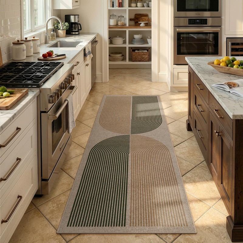 Art Deco Runner Rug Green Back - Commercial Kitchen Background recension och pris