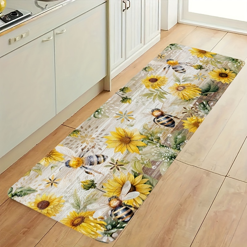 Watercolor Sunflower Bee Long  - Commercial Kitchen Background recension och pris