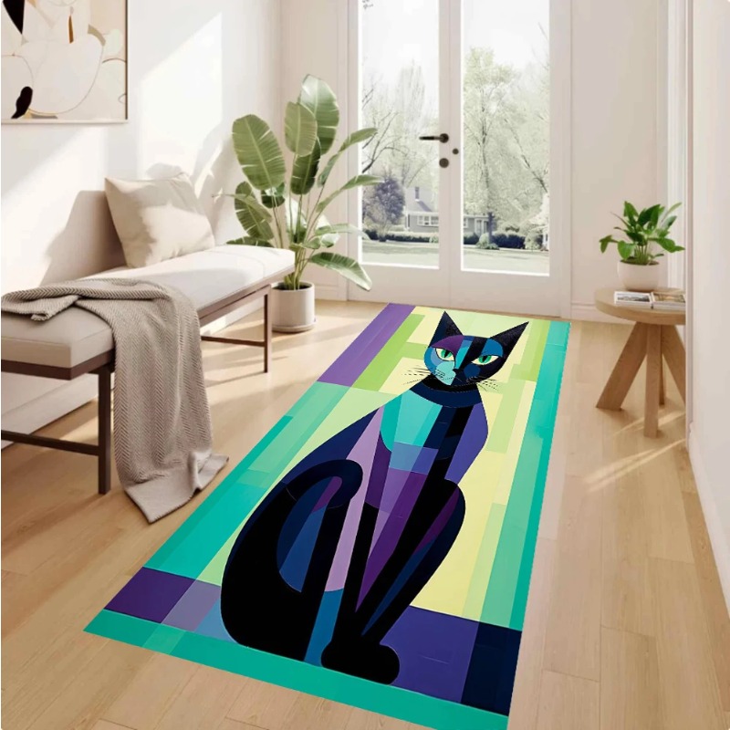 Retro Color Block Red Cat Flor - Commercial Kitchen Background recension och pris