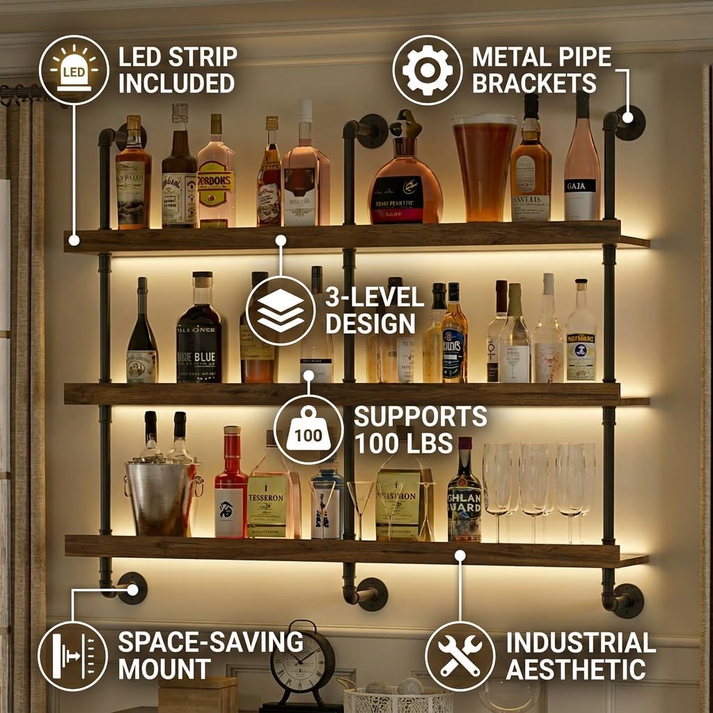 Wall Mounted Wine Rack With LE - Commercial Kitchen Lights recension och pris