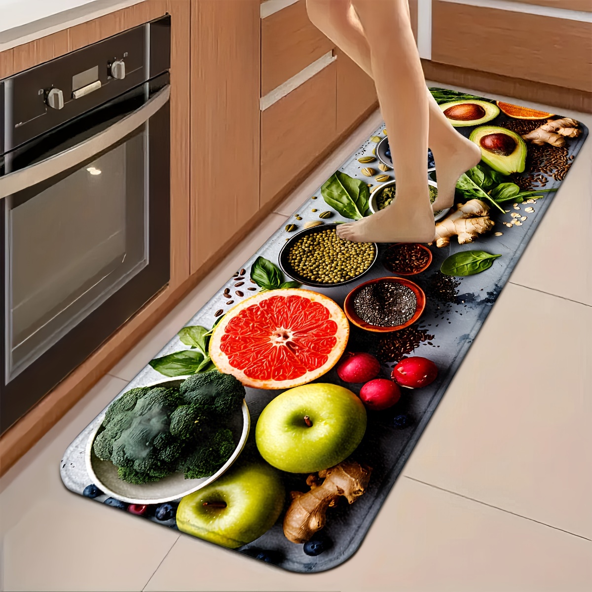 Realistic Broccoli Apple Grape - Commercial Kitchen Background recension och pris